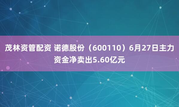 茂林资管配资 诺德股份（600110）6月27日主力资金净卖出5.60亿元